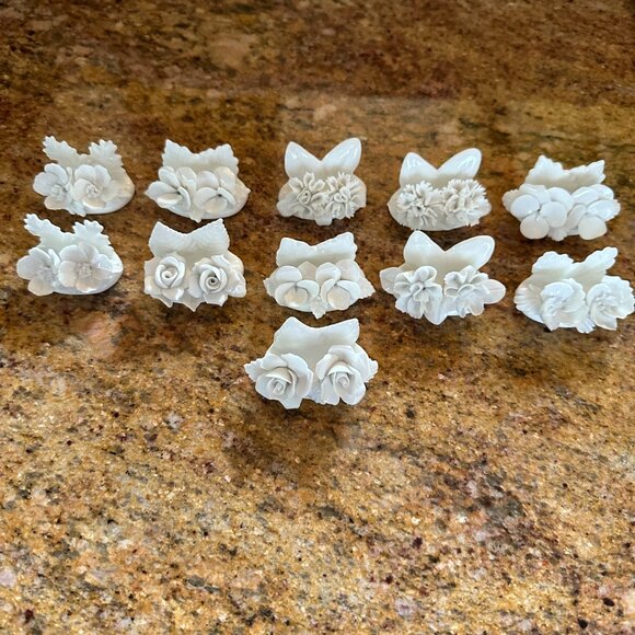 Coalport Other - Handmade Coalport Fine Bone China Place Name Card Holder Mixed Floral Lot of 11